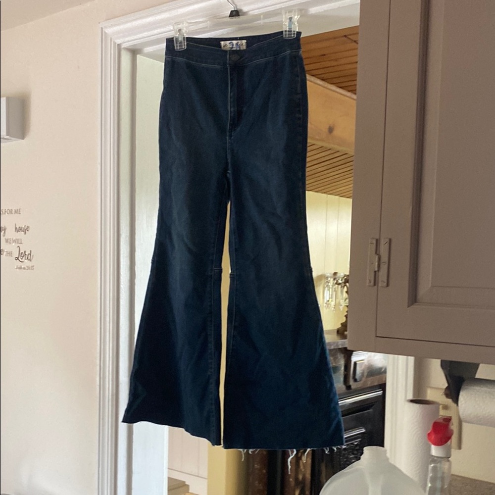 We The Free Blue Flare Wide Leg Jeans